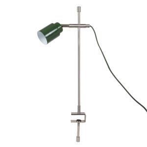 Lámpara orientable con pinza en plateado y verde