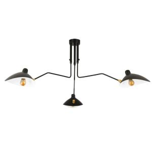 Lámpara techo 3 brazos negro mate orientable e27