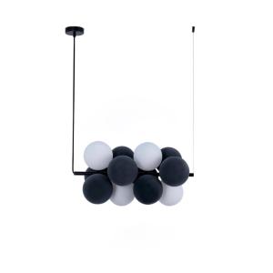 Lámpara techo acústica horizontal 4 luces 8 esferas gris