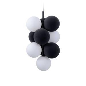 Lámpara techo acústica vertical 4 luces 6 esferas gris