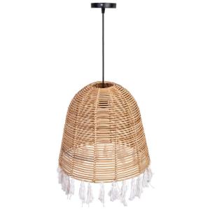 Lámpara techo de ratan y algodón marrón d40x40h cm