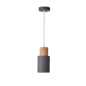 Lámpara techo escandinava metal y madera gris e27