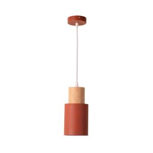 Lámpara techo escandinava metal y madera marrón e27