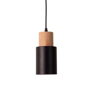 Lámpara techo escandinava metal y madera negro e27
