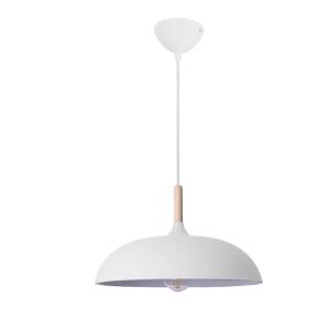 Lámpara techo industrial madera y metal blanco ø35— e27