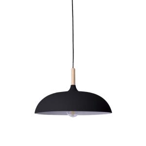 Lámpara techo industrial madera y metal negro ø35— e27