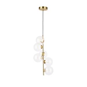 Lámpara techo lineal vidrio dorado6 luces g9