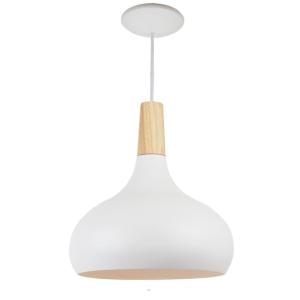 Lámpara techo nórdica metal y madera blanco ø26 cm e27
