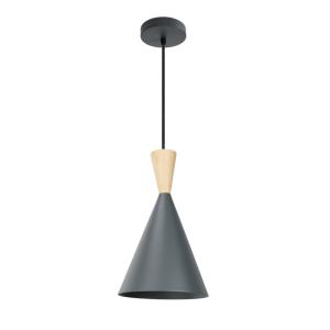 Lámpara techo nórdica metal y madera gris e27