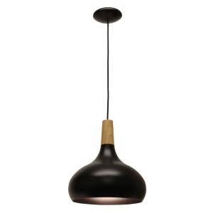 Lámpara techo nórdica metal y madera negro ø26 cm e27