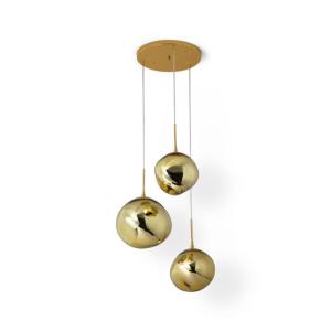 Lámpara techo triple cristal dorado ø28-28-36 cm e27