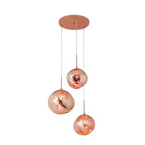 Lámpara techo triple cristal metalizado rosa ø28-28-36 cm e…