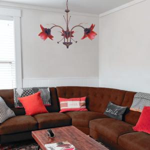 lámparas de techo metal Alt.80cm marrón Pantalla:  rojo