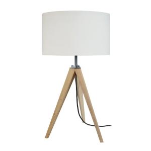 Lampe trepied madera Alt.54cm natural Pantalla: écru