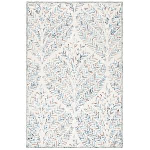 Lana floral marfil/azul alfombra 120 x 180