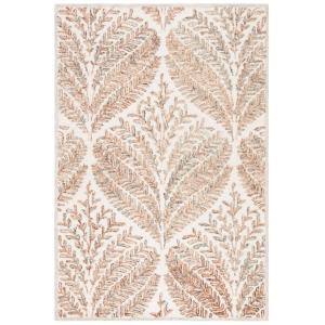 Lana floral marfil/marrón alfombra 120 x 180