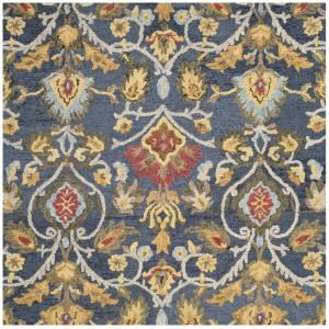 Lana tradicional azul marino/multicolor alfombra 120 x 120