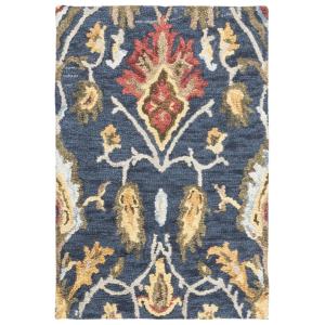 Lana tradicional azul marino/multicolor alfombra 60 x 90