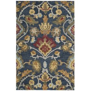 Lana tradicional azul marino/multicolor alfombra 90 x 150