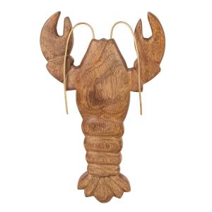 Langosta decorativa de madera de mango y metal dorado 23x36…