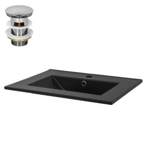 Lavabo baño de cerámica negra cuadrado con juego drenaje cr…