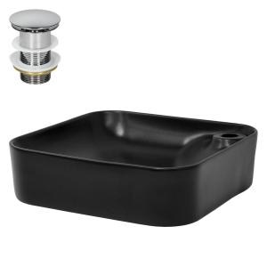 Lavabo negro mate cerámico 430x430x120 mm cuadrado