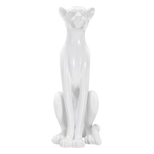 Leopardo sentado en resina blanca cm 27x38x74