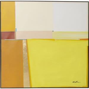 Lienzo abstracto amarillo en poliéster 113x11
