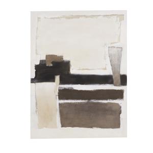 Lienzo abstracto en crudo y gris topo 90 x120