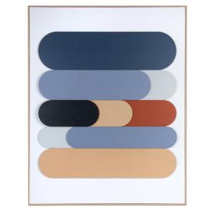 Lienzo azul, naranja, beige y blanco 60 x 75