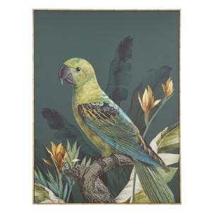 Lienzo con estampado de pájaro verde y negro 87x115