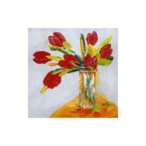 Lienzo de tulipanes rojos pintado a mano