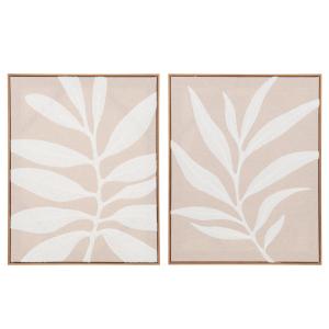 Lienzos bordados en beige, marrón y blanco (x2) 40 x 50