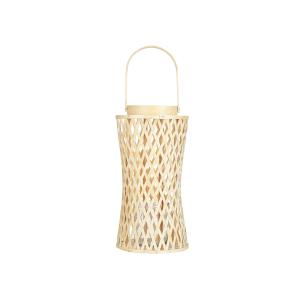 Linterna de madera de bambú beige natural 38 cm