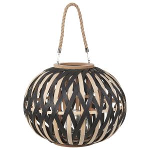 Linterna madera de bambú 37 cm negro