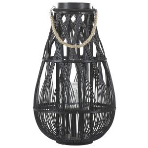 Linterna madera de bambú 56 cm negro