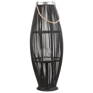 Linterna madera de bambú 84 cm negro