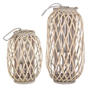 Linterna ratán soporte vela 40-50cm natural farola de caña