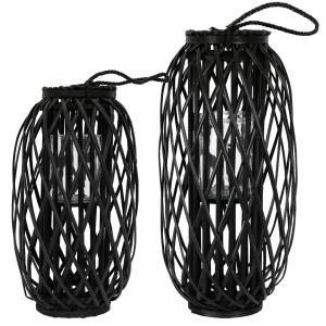 Linterna ratán soporte vela 50 60cm natural negro
