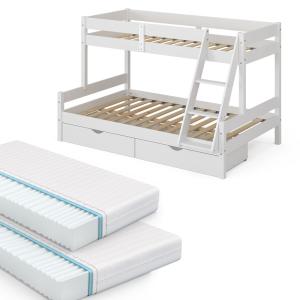 Litera 120x200 / 80x200 cm con 2 colchones y 2 cajones, bla…