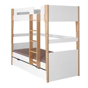 Litera juvenil con cama nido de madera y mdf 90x190 cm blan…