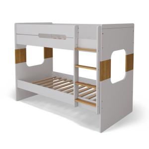 Litera separable blanco y madera 90x190 cm