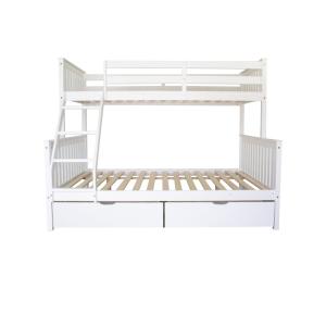Litera triple   2 cajones madera blanca 135x190/90x190cm