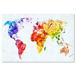 Loneta mapamundi multicolor impresión sobre lienzo 60x40cm