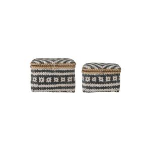Lot de 2 cestas con tapa de bambú negro