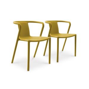 Lote 2 sillones de jardín apilables de polipropileno amaril…