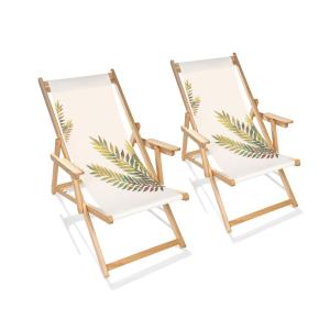 Lote 2 tumbonas de jardin madera de eucalipto con estampado…
