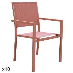 Lote de 10 sillas de aluminio y terracota textilene