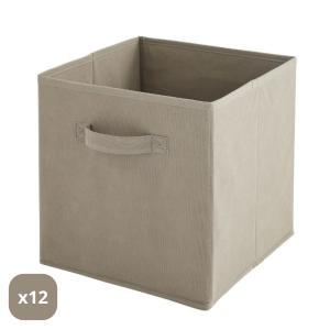 Lote de 12 cubos de almacenaje - gris topo - 31x31x31cm