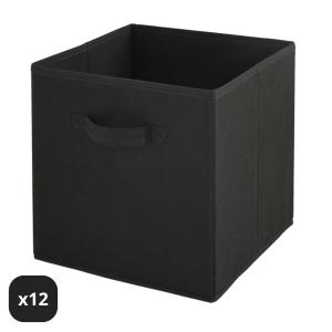 Lote de 12 cubos de almacenaje - negro - 31x31x31cm